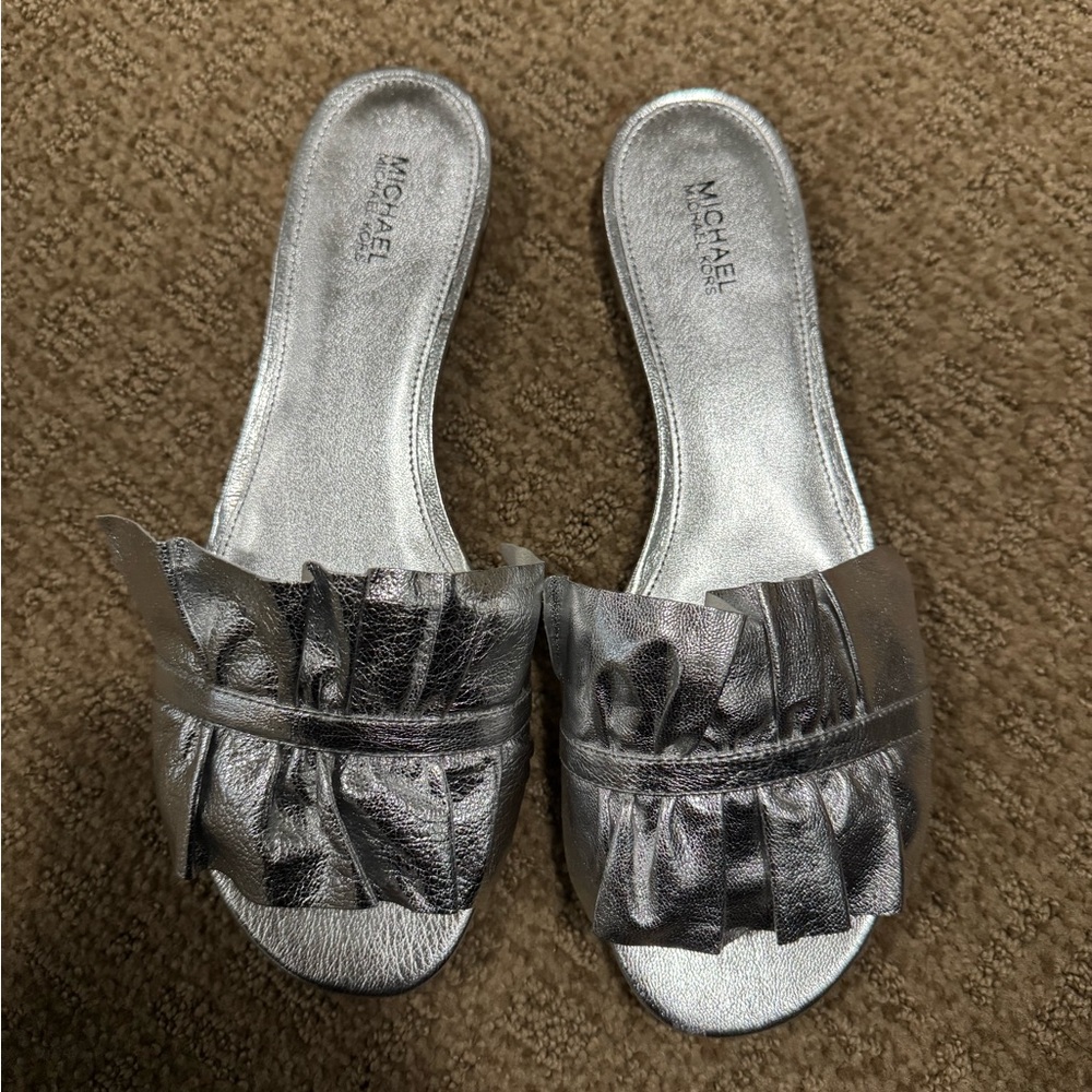 Michael Kors Silver Women's Slide Sandals